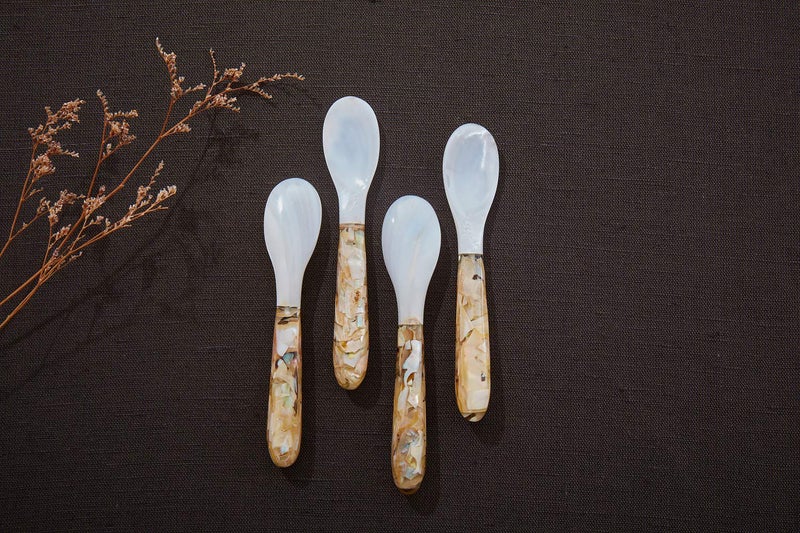 DUEBEL Set of 5 Pink Mother of Pearl MOP Caviar Spoons for Caviar, Egg, Icecream, Coffee Serving (Pink, 12.5x2.5cm) - Image 4